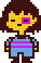 Frisk's eye being stained by Sans' telescope prank.