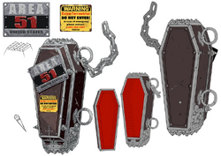 Goldlewis Dickinson wielding his coffin in Guilty Gear -Strive-.