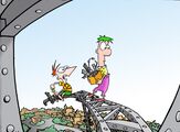 Concept art of Phineas and Ferb building a rollercoaster