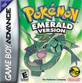 Rayquaza in the box cover of Pokémon Emerald