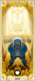 Frisk as seen in the reflection on Sans's tarot card.