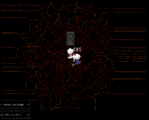Screenshot from Yume Nikki Online showing Sabitsuki in the rare red Nexus event.