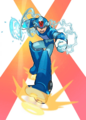 Mega Man X from Mega Man X8 (white BG).
