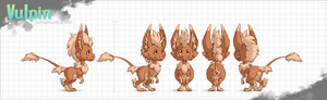 A full view of a vulpin's body alongside their size.