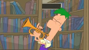 Ferb blows the trumpet - closeup.jpg