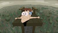 Doofenshmirtz as a kid being scared to jump off a diving board