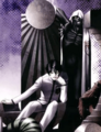 Close up of Hazama from promotional PSX artwork