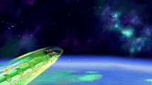 Rayquaza destroying the meteorite in the Delta Episode