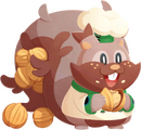 Greedent Commemorative Chef's sprite in Pokémon Café Remix