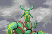Rayquaza descending to stop Groudon and Kyogre