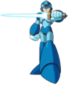 X holding Zero's Z-Saber from Mega Man X6.