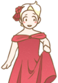 Bonnie in a red dress