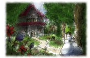 Viola approaching the witch's house. Art by Fummy[23].