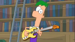 Ferb playing guitar in Ain't Got Rhythm.jpg