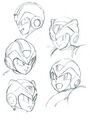 X's face with Armor sketches for Mega Man X.