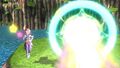 Supreme Kai of Time Chronoa firing her Temporal Holy Ray from its clock sigil with a finger snap in Xenoverse 2