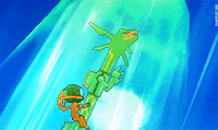 Rayquaza on his way to destroy the meteorite