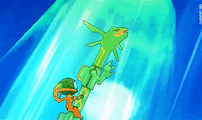 Rayquaza on his way to destroy the meteorite