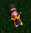 Hat Kid making a snow angel in a pile of money.