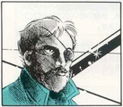 Big Boss in artwork for Metal Gear, showing him with his eyepatch on his left eye.