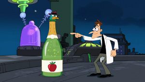 Agent P trapped in bottle of sparkling cider.png