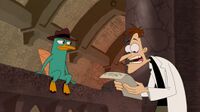 Doofenshmirtz reading the first clue