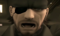 Naked Snake's reaction to being blown up by the Davy Crockett in the Secret Theater from Metal Gear Solid 3: Subsistence.