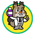 Skwovet as it appears as the mascot of No. 1 Pharmacy in Pokémon Sword & Shield