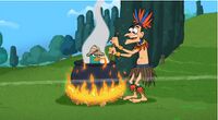 Doofenshmirtz in a Native American outfit