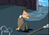Dr. Doofenshmirtz with a mop in his mouth