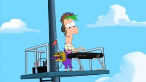 Ferb plays the keyboard in the crow's nest.jpg