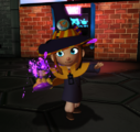 Hat Kid using her Brewing Hat.