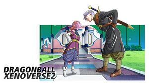 DBXV2 Artwork (Loading Screen) Artwork 01 (Supreme Kai of Time Chronoa & Time Patrol Future Trunks Time Nest stare down - anime style).jpg