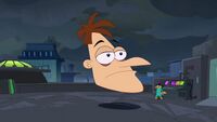 Giant Floating Doofenshmirtz head