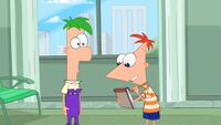 Phineas writing on a notepad in I Scream, You Scream