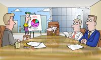 Concept art of Phineas and Ferb at a meeting