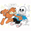 Sans and Garfield fighting. Yes, Toby knows about this