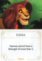 Simba's card in Villainous