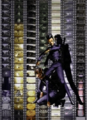 Art of the protagonist and Rei posing in front of a film strip background