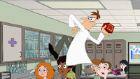 Doofenshmirtz throwing a object