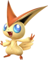 Uses V-create to temporarily make the user's attacks critical hits, restores some of the user's health, and increases the user's Synergy Gauge. Unlike other Enhance Pokémon, Victini can actually damage the foe if they're above it when flying off the screen.