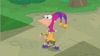 Phineas dressed as a fool