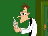Dr. Doofenshmirtz on a phone