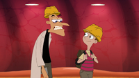 Wearing a construction helmet