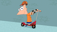 Phineas on a scooter